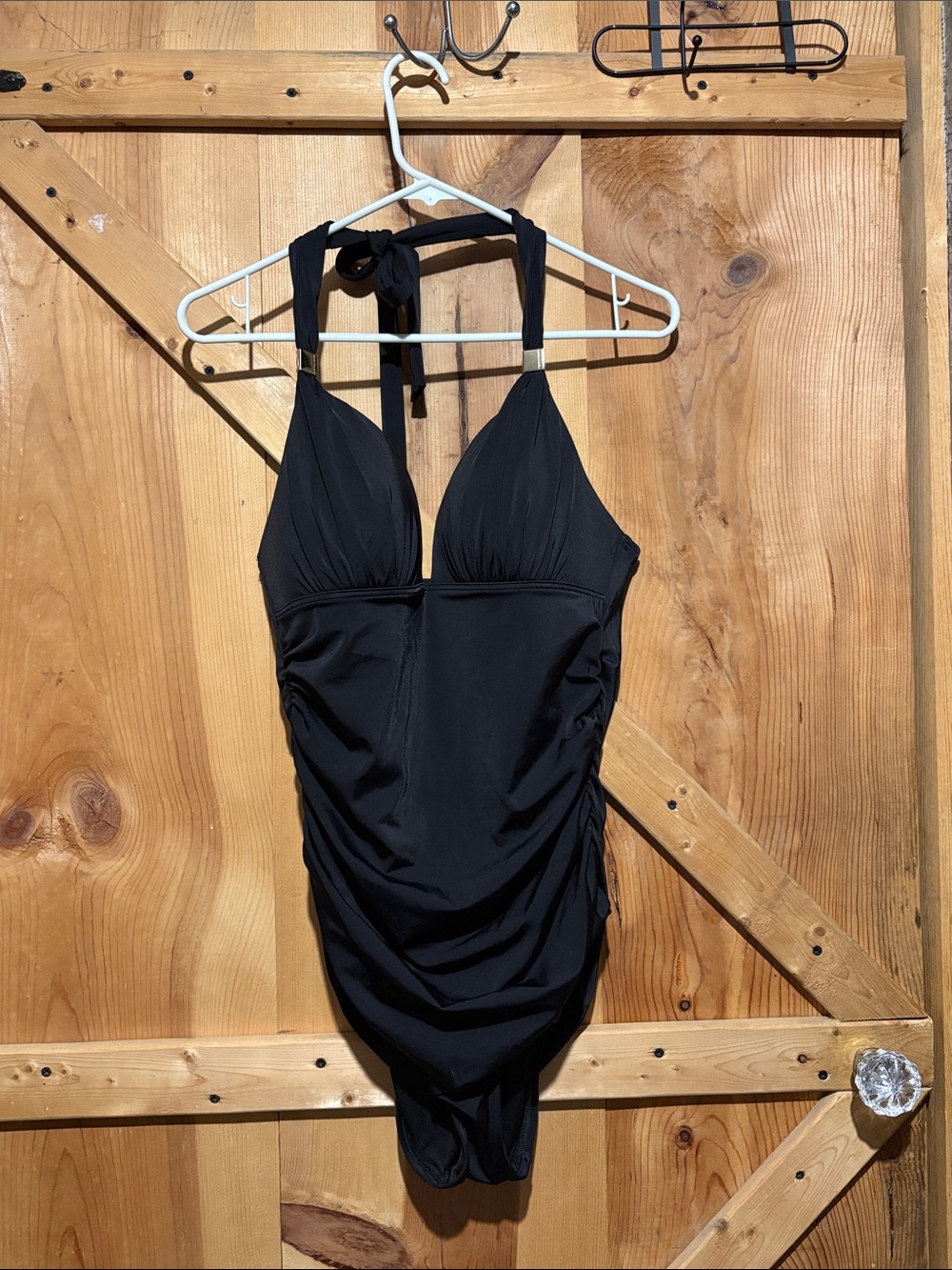 Victoria's Secret Black Halter One-Piece with Ruching
